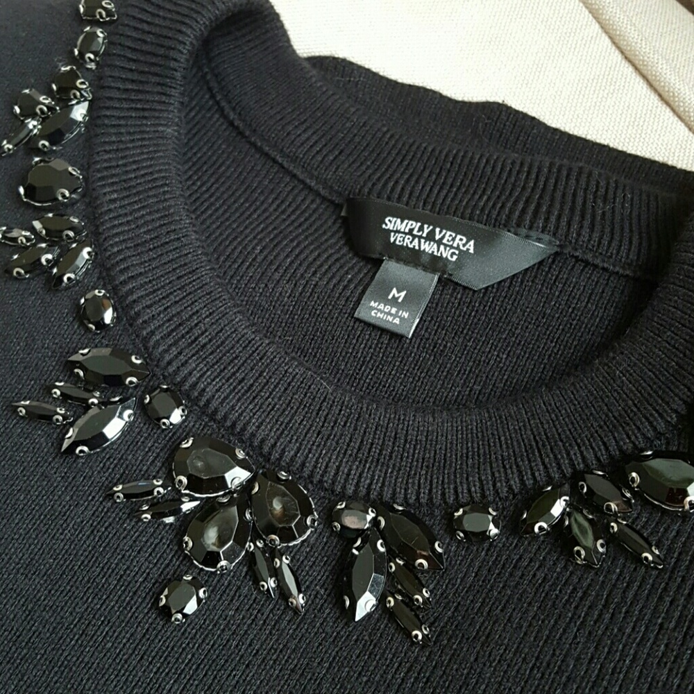 simply Vera medium women's sweater knitted beaded